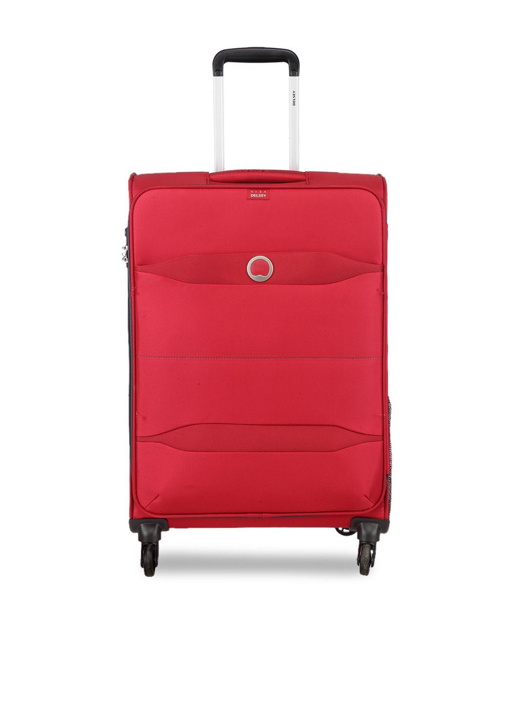 delsey unisex red soft medium trolley bag