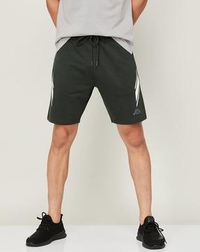 demin shorts with logo print