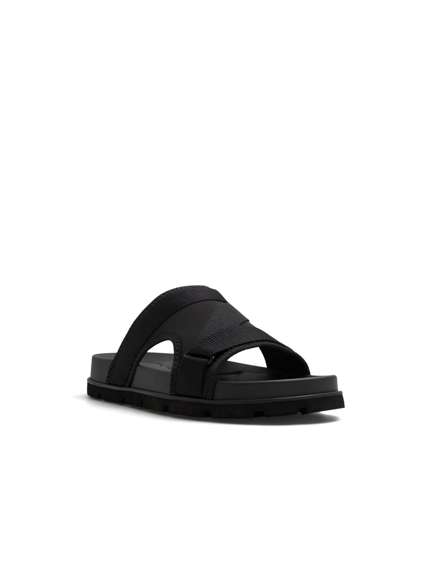 deniels mens black single strap sliders