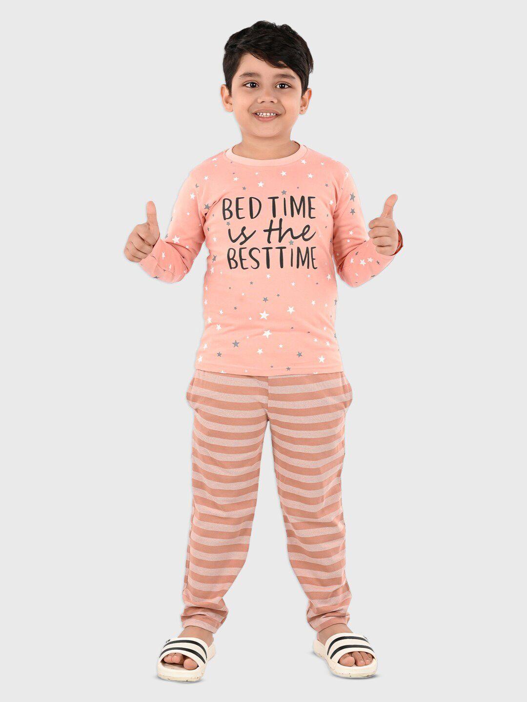 denikid kids printed pure cotton t-shirt with pyjamas