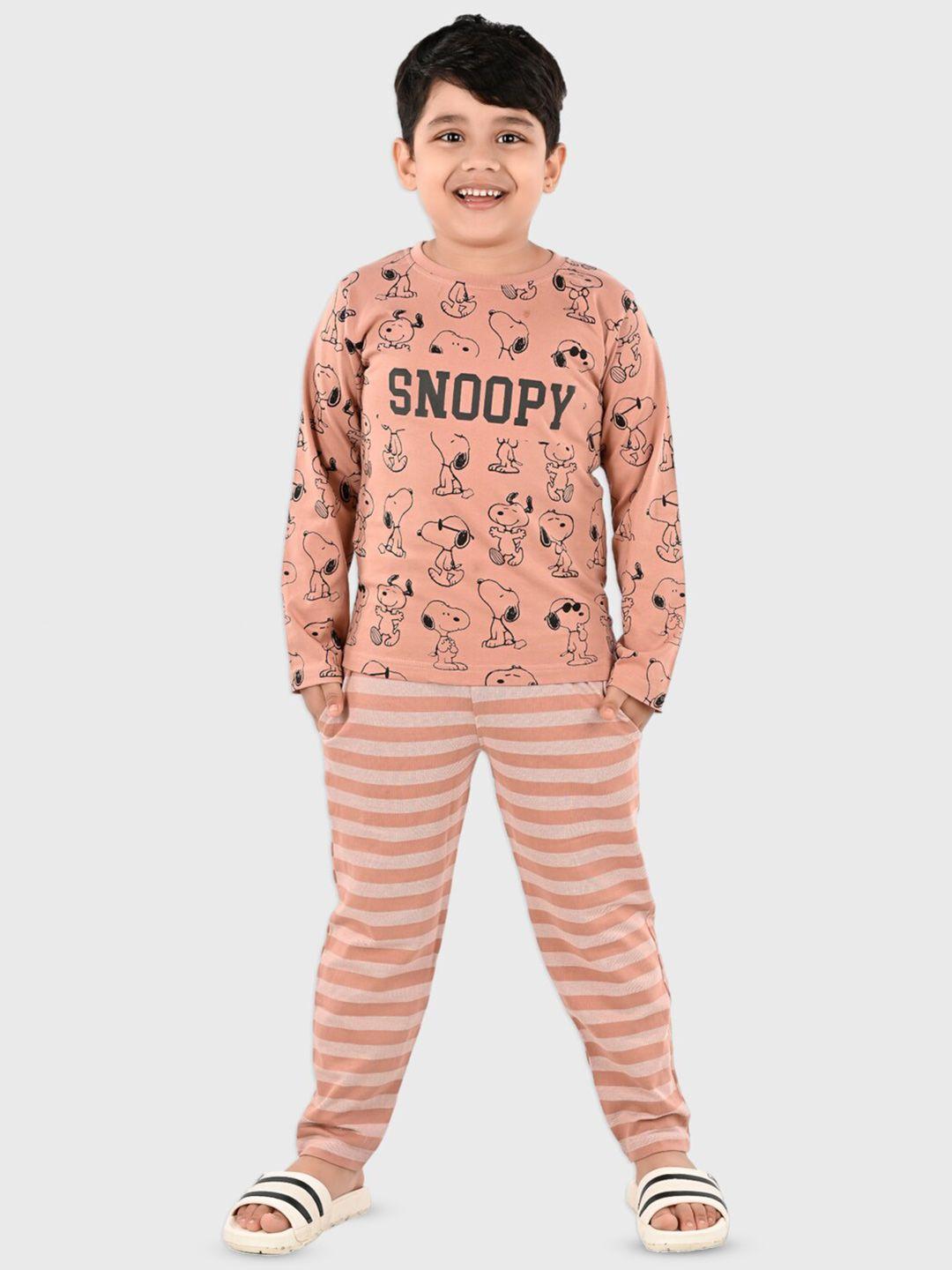 denikid kids snoopy printed pure cotton t-shirt with pyjamas
