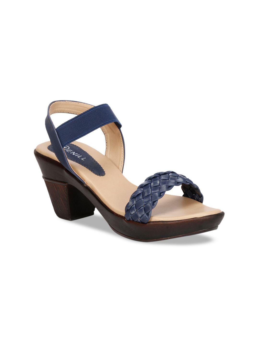denill blue block sandals with buckles