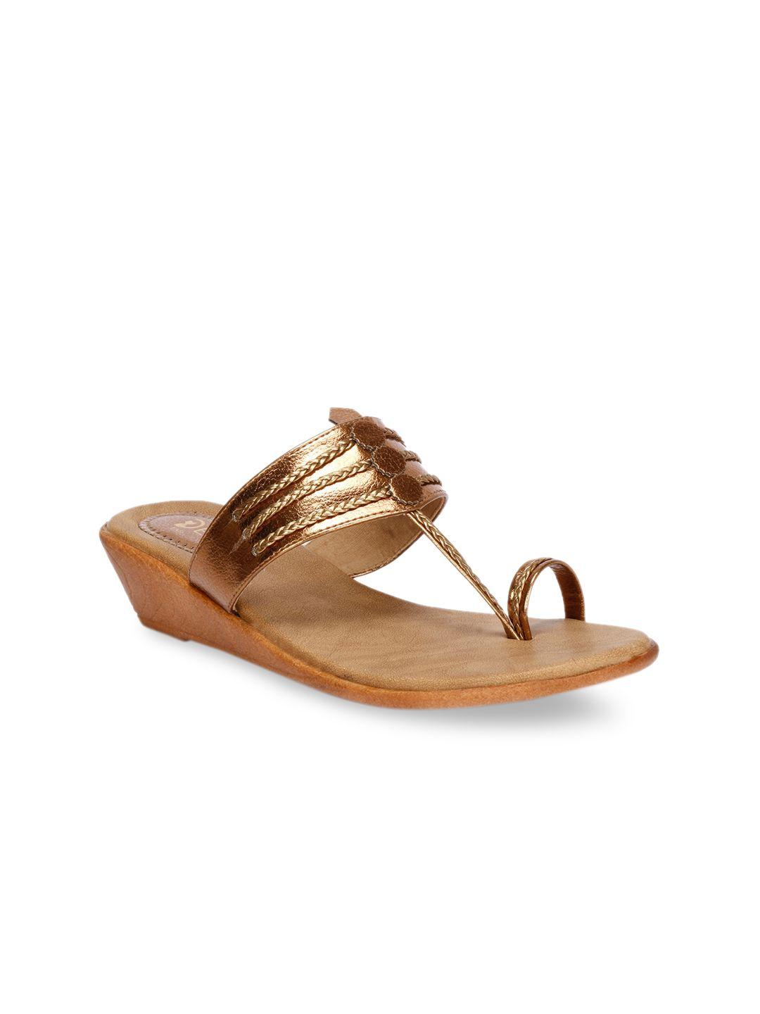 denill copper-toned wedge sandals