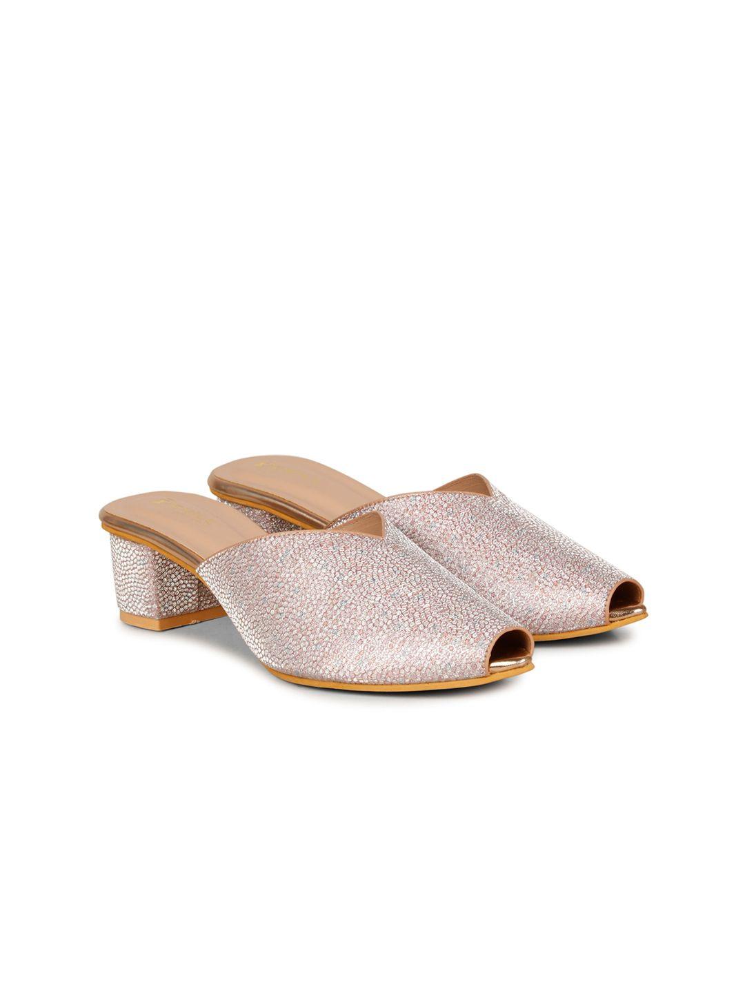 denill pointed toe embellished block mules