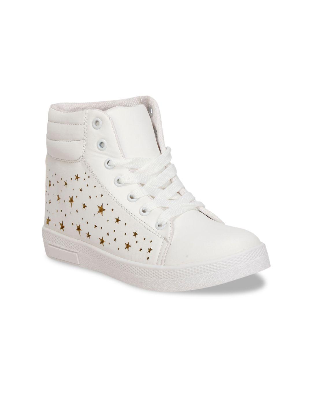 denill women white perforated high-top sneakers