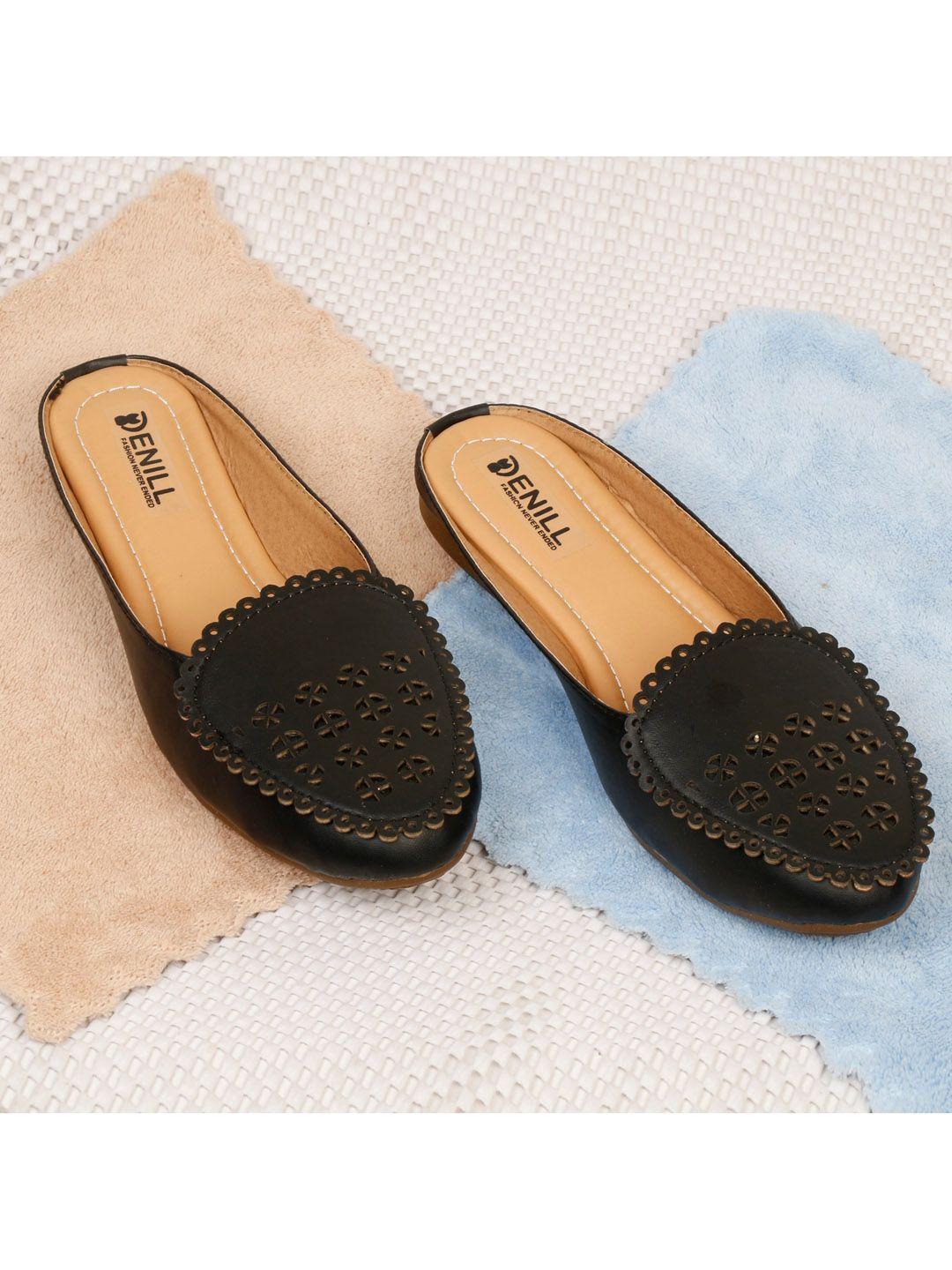 denill women black mules flats