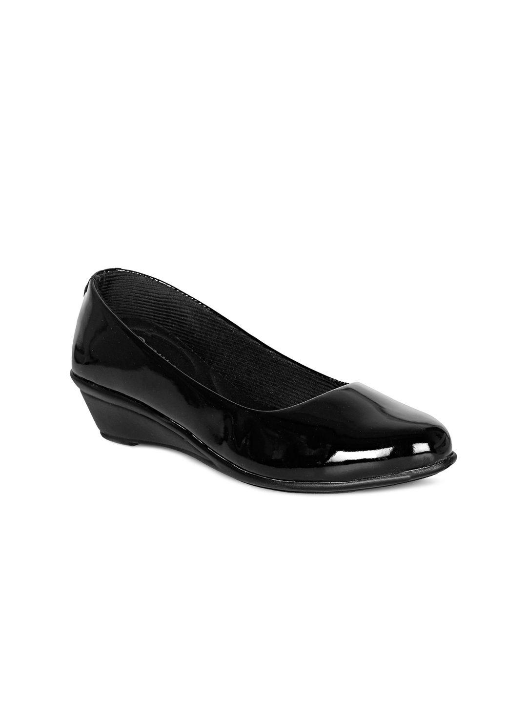 denill women black textured ballerinas with bows flats