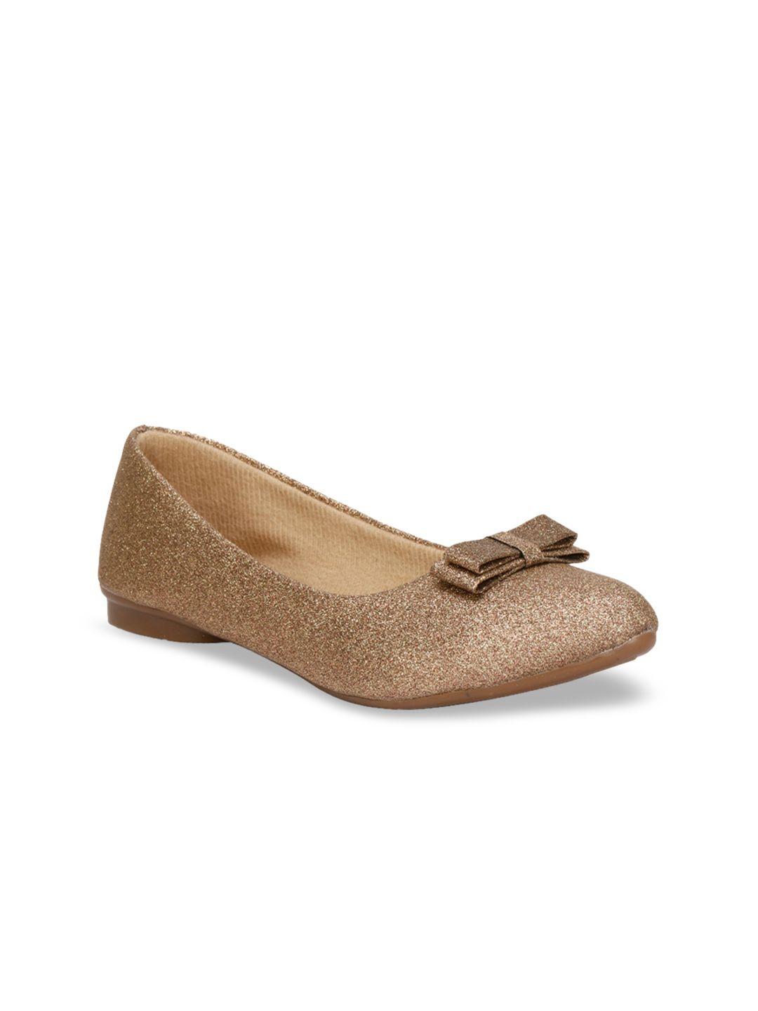 denill women copper-toned ballerinas with bows flats