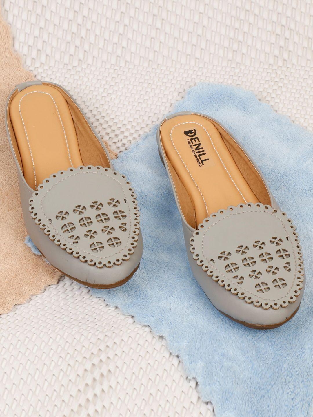 denill women grey mules flats