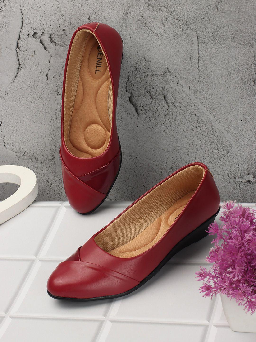 denill women maroon ballerinas flats