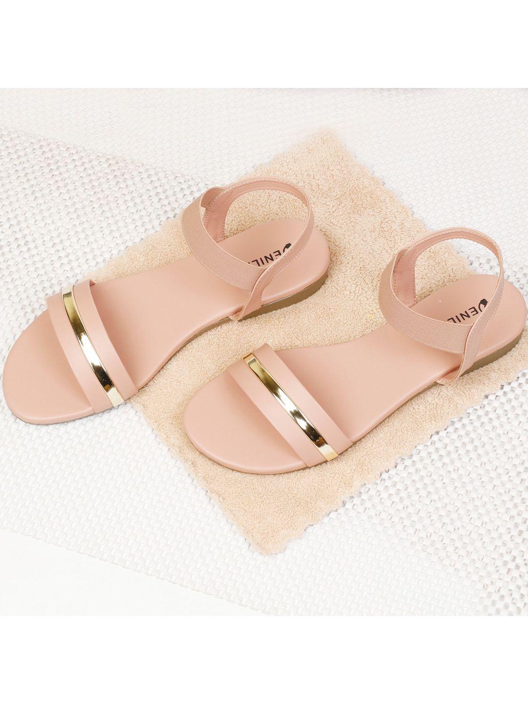 denill women peach-coloured open toe flats