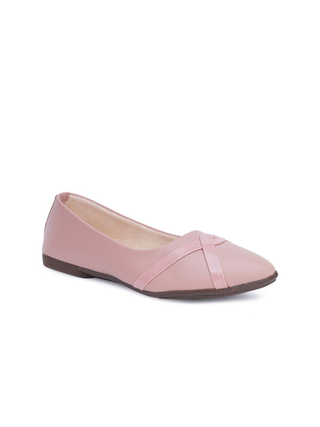 denill women peach-coloured solid ballerinas