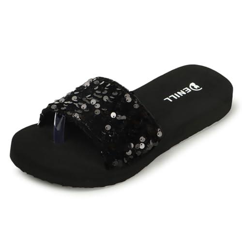 denill women soft bottom flats with shiny strap for women & girl's (black) uk-7