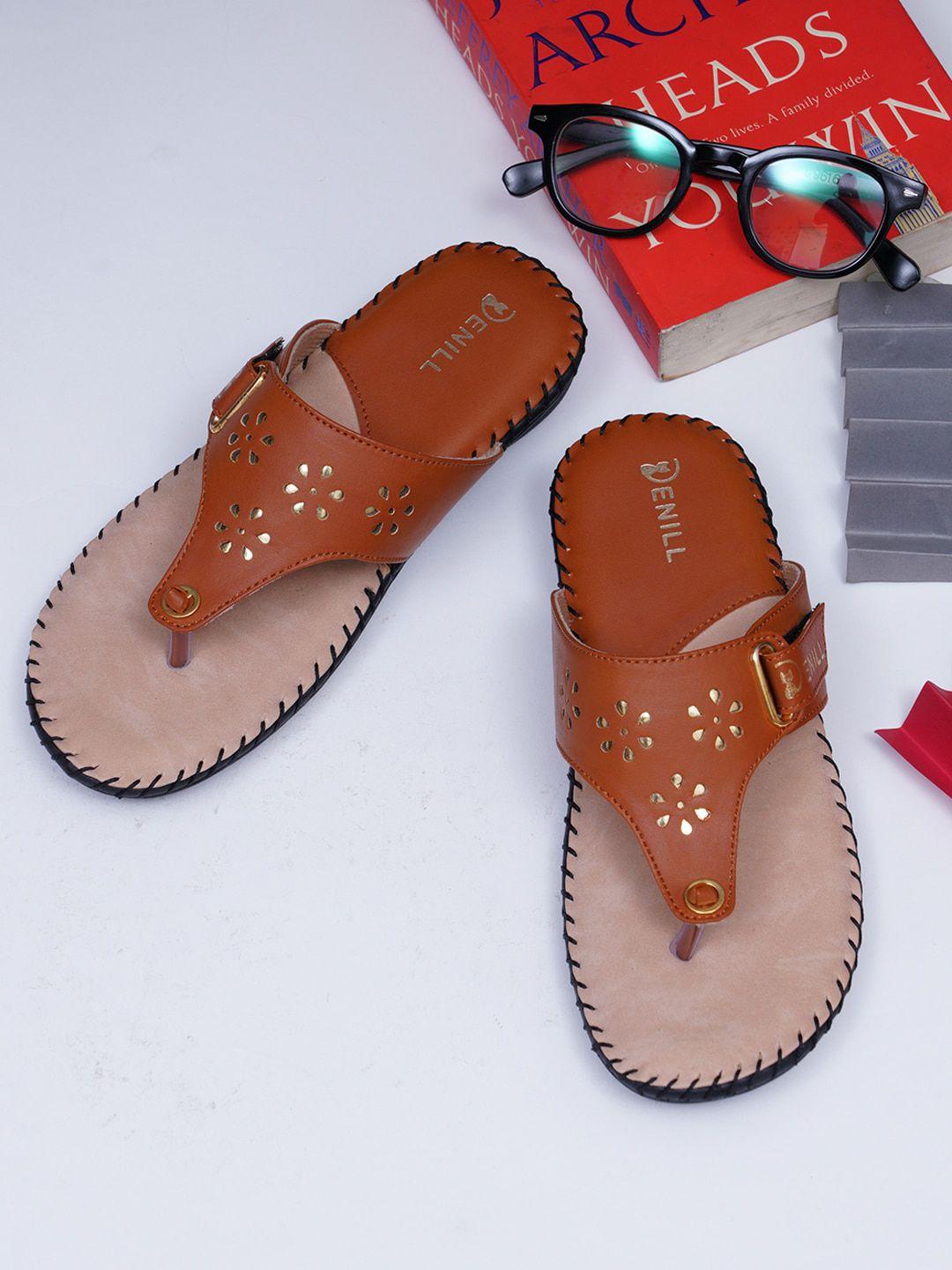 denill women tan brown embellished open toe flats