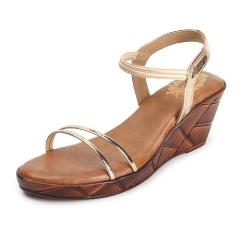 denill women wedge heel sandal (gold) uk-3