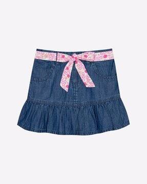 denim a-line skirt with belt