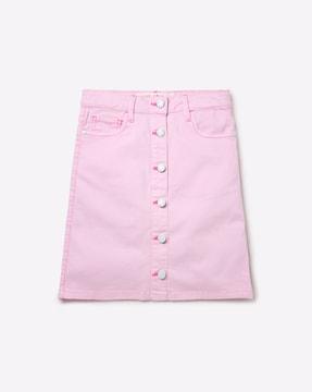 denim button-down a-line skirt