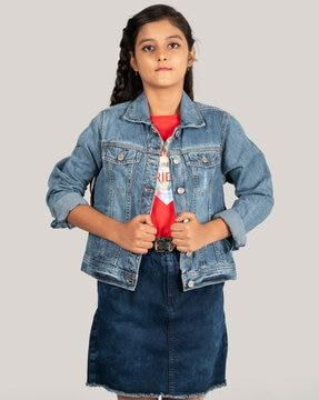 denim jacket with buttoned flap pockets