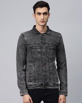 denim jacket with patch pockets