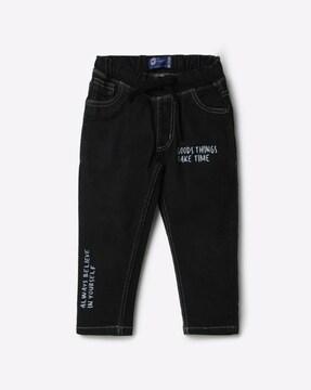 denim jeans with drawstring fastening