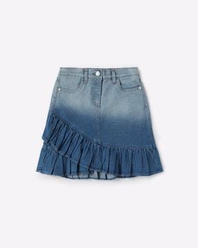 denim skirt with ruffles