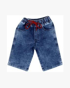 denim bermudas with drawstring waist