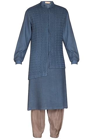 denim blue printed kurta set