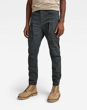 denim cargo jeans with zip pocket