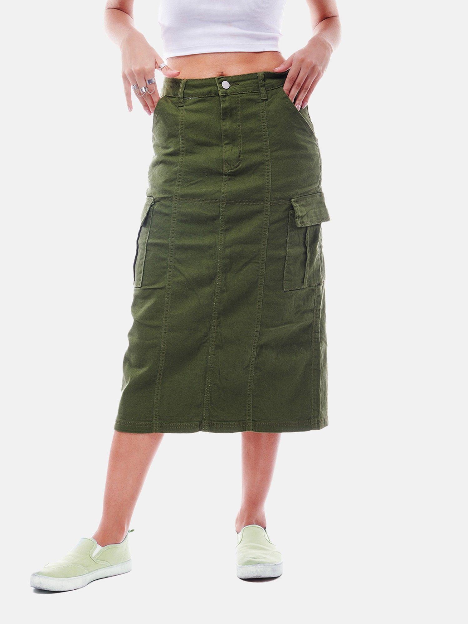 denim cargo skirt