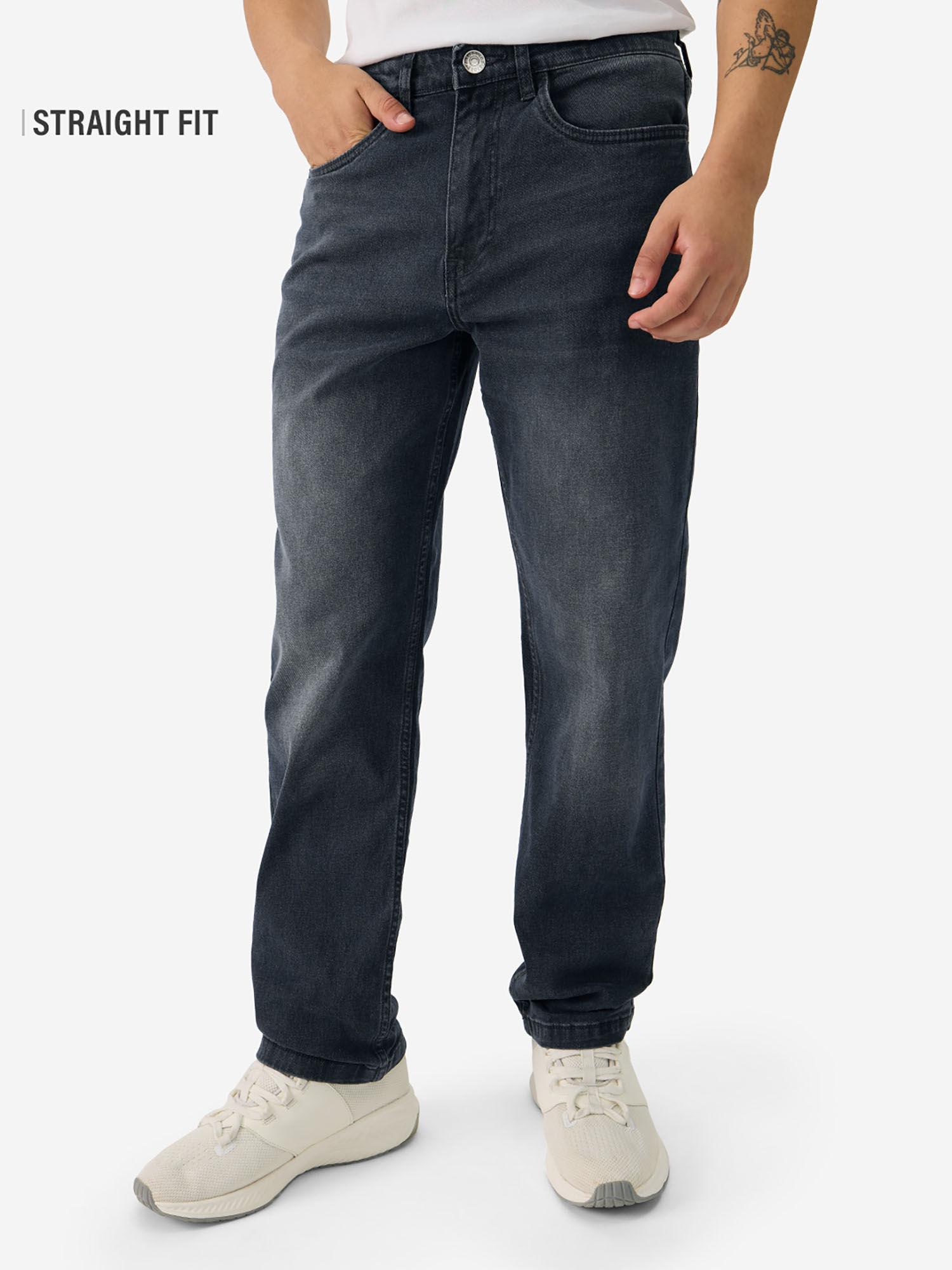 denim dark blue straight fit men jeans