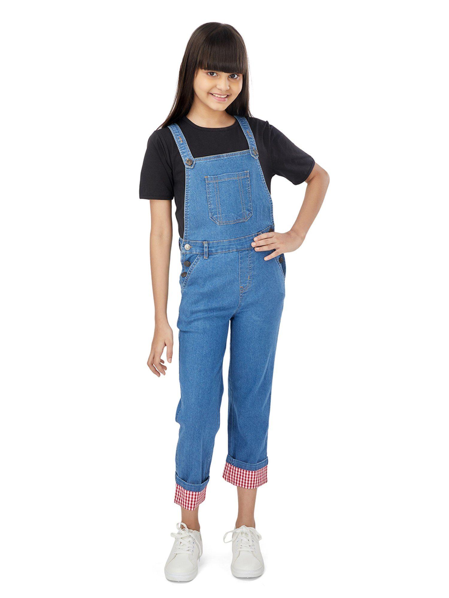 denim dungaree - girls