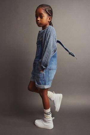 denim dungaree shorts