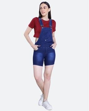 denim dungaree with patch pocket