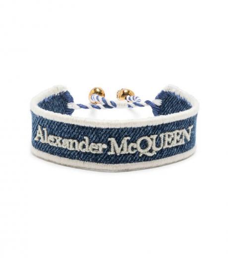 denim embroidered bracelet