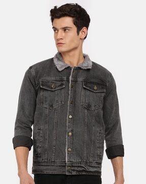 denim jacket with button closure