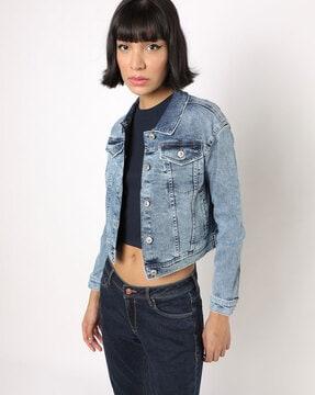 denim jacket with flap pockets