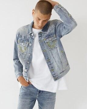 denim jacket with flap pockets