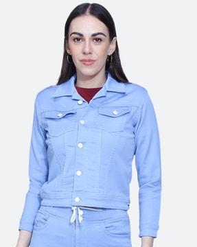 denim jacket with flap pockets