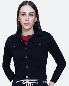 denim jacket with flap pockets