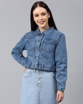 denim jacket with patch pockets