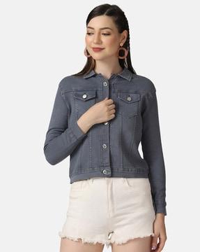 denim jacket with patch pockets