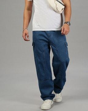 denim joggers relax fit jogger with elasticated waist and utility pockets