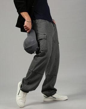 denim joggers relax fit jogger with elasticated waist and utility pockets