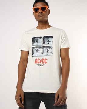 denim printed slim fit crew-neck t-shirt