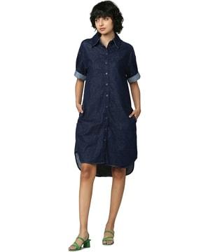 denim shirt dress with insert pockets