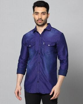 denim shirt with double patch pocket