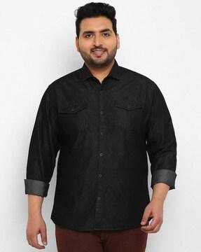 denim shirt with flap pockets