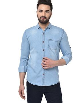 denim shirt with patch pocket