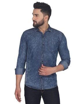 denim shirt with patch pocket