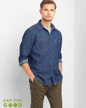 denim shirt with patch pocket